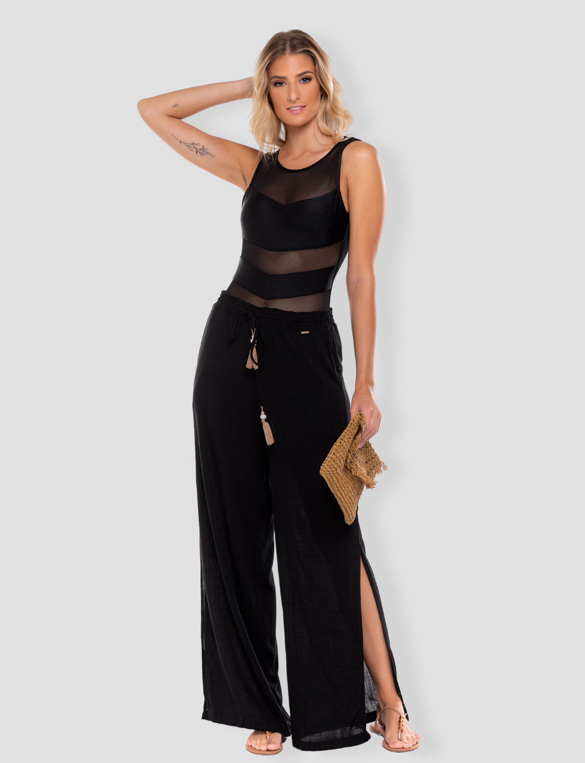Calça Pantalona Rayon Preto