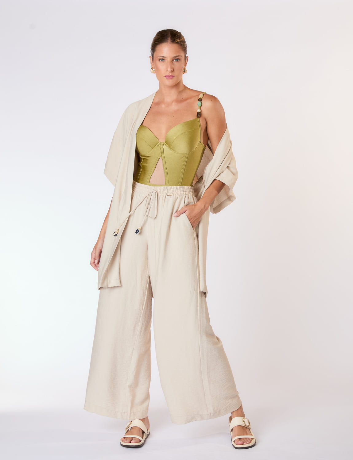 Calça Pantalona Areia
