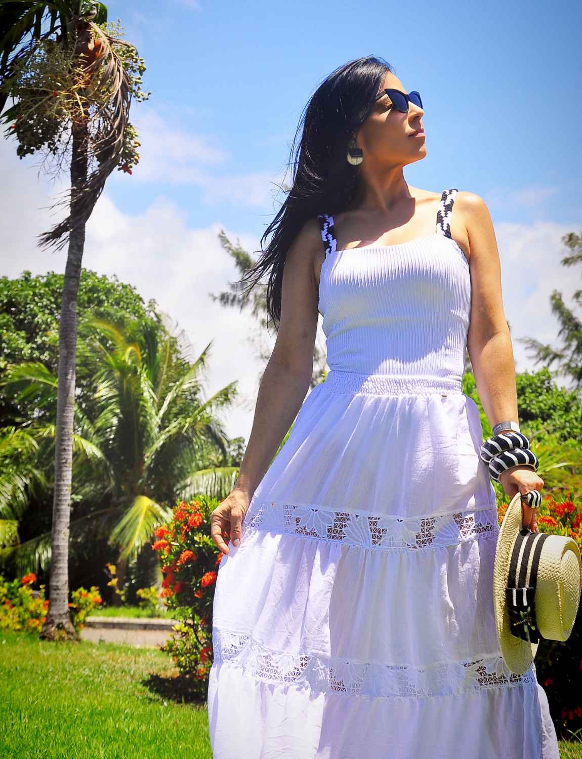 Maiô Chic Textura com Alças Macramê Branco