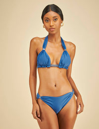 Biquíni Top Ajustável e Calcinha Detalhes Tubos Safira