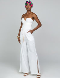 Calça Pantalona Fendas Frescor White
