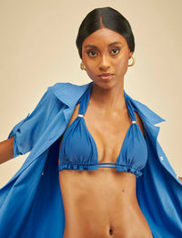 Biquíni Top Ajustável e Calcinha Detalhes Tubos Safira