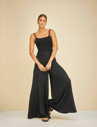 Maiô Chic Textura com Alças Macramê Preto