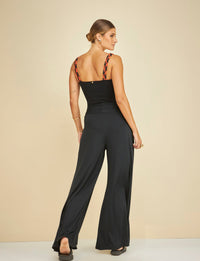 Maiô Chic Textura com Alças Macramê Preto