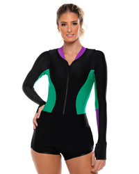 Maiô Manga Longa com Recortes Fuchsia| Proteção uv50+ |