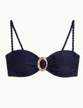 Top Argola com Alça Removível Textura Azul Navy
