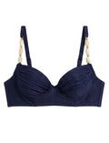 Top Aro Estruturado Textura Azul Navy
