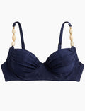 Top Meia Taça com Aro Estruturado Pedraria Azul Navy
