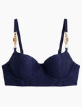 Top Aro Estruturado Textura Azul Navy
