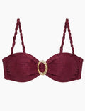 Top Argola com Alça Removível Textura Burgundy