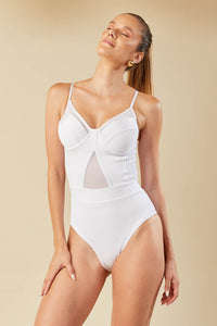 Maiô Ultra Modelador com Aro Estruturado Textura Branco