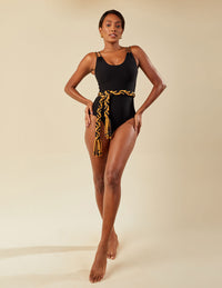 Maiô Macramê com Cinto Removível Preto \ ÚLTIMAS PEÇAS \