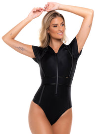 Maiô Manga Curta Proteção uv50+ Stylish Preto