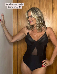 Maiô Ultra Modelador Premium com Aro Estruturado em Tule