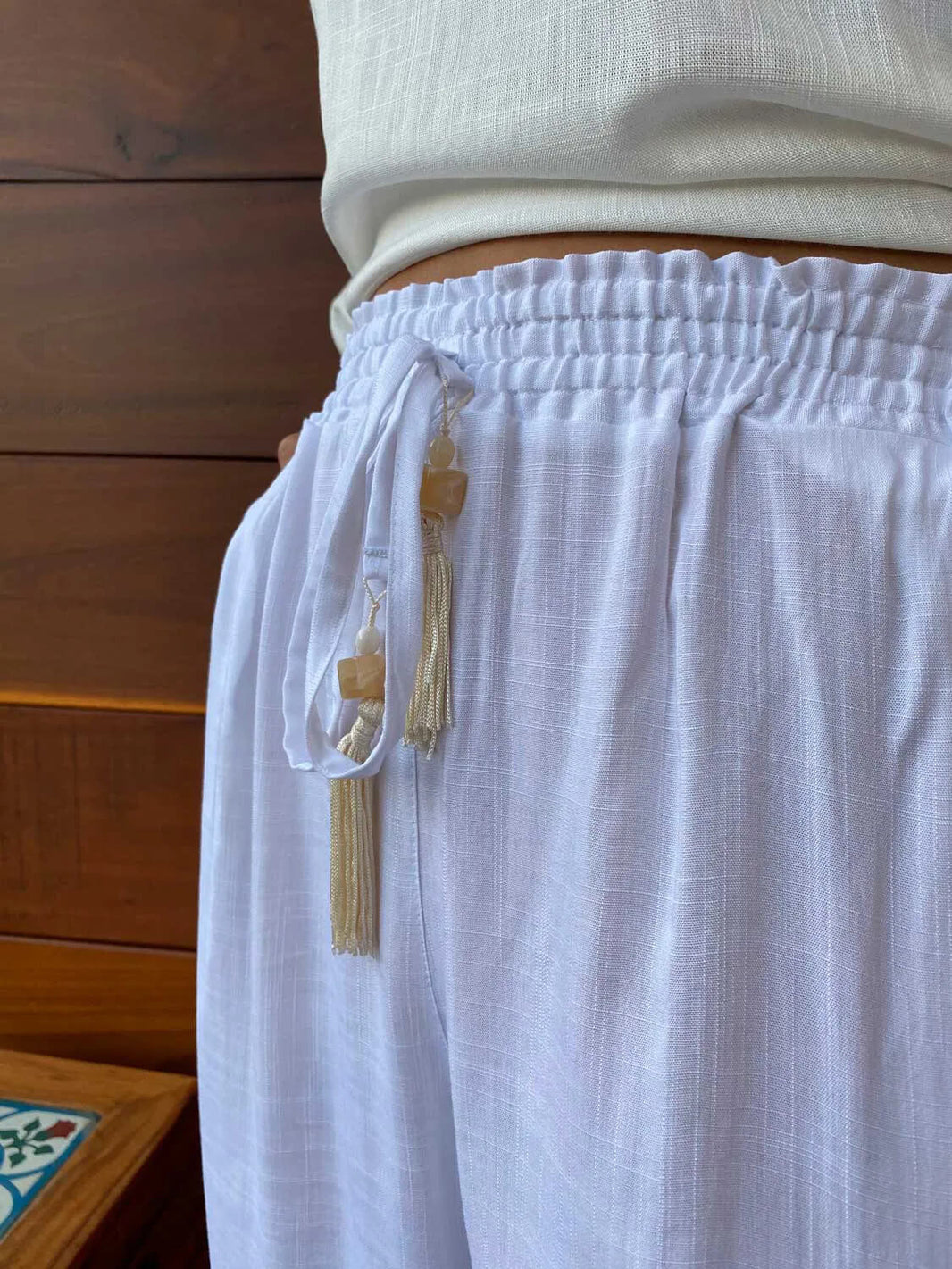 Calça Pantalona Fendas Frescor White