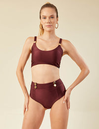 Calcinha  Hot Pant Modeladora Detalhe Topázio Bordô