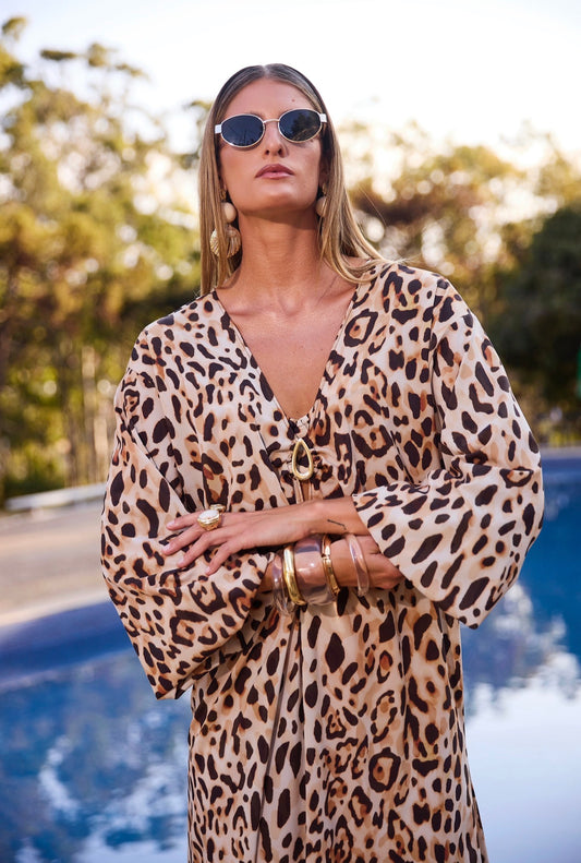 Saída de Praia Longa Jaguar Print