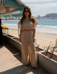 Calça Pantalona Crochê Glow