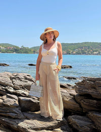 Calça Pantalona Crochê Glow