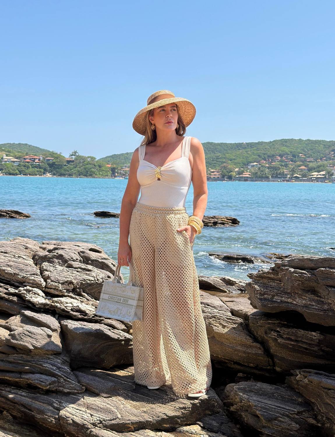 Calça Pantalona Crochê Glow
