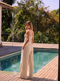 Calça Pantalona Linho Marfim