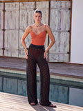 Calça Pantalona Renda Preta