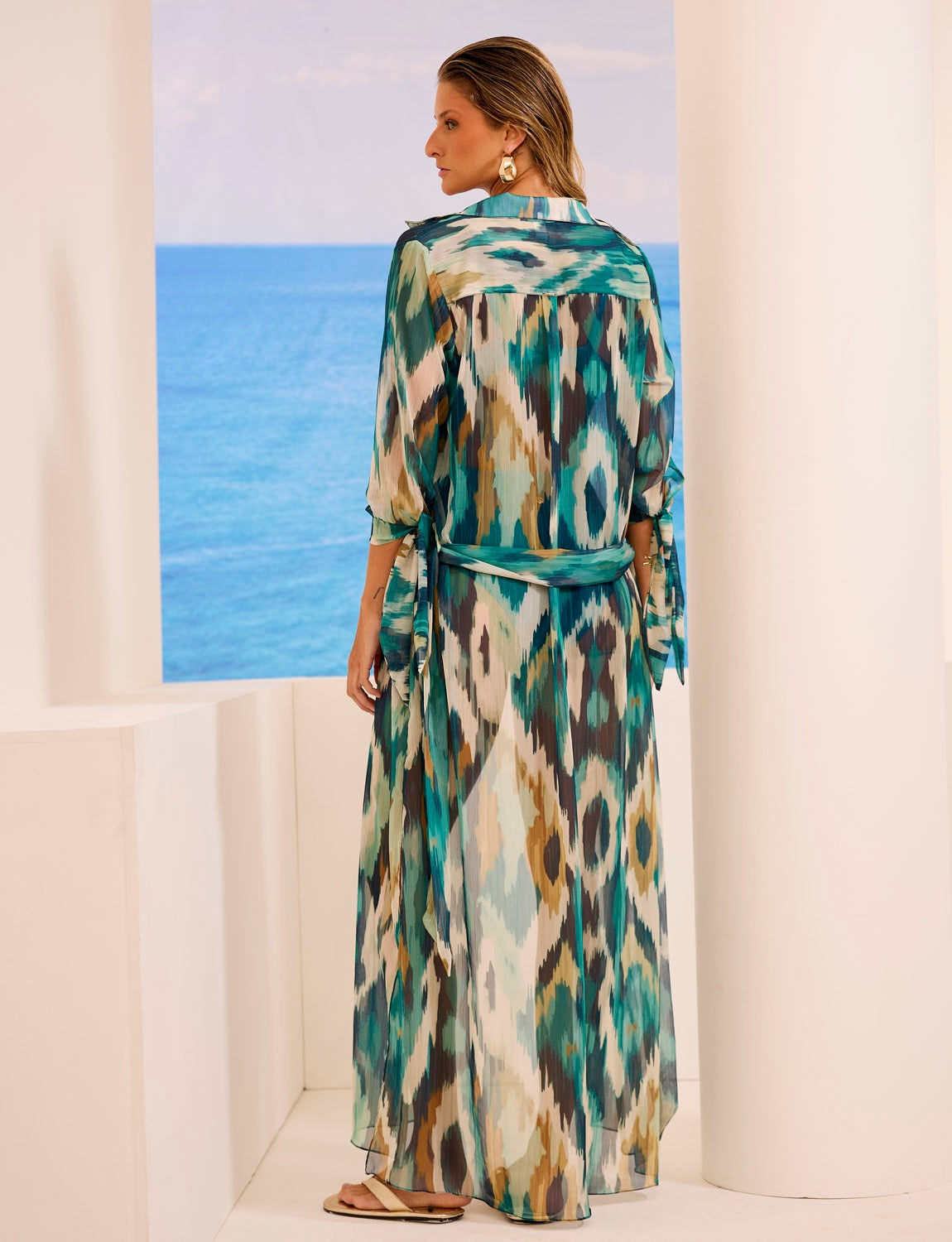 Saída Maxi Chemise Botões Flow