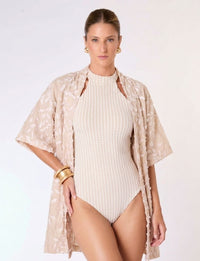 Maiô Halter Modelador Textura Marroquina