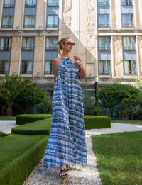 Vestido Longo Gargantilha Ouro Prisma