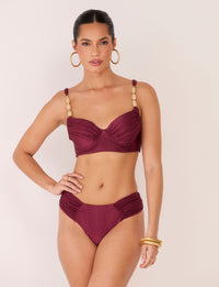 biquini franzido estruturado tecido tecnologico modelagem modeladora Burgundy