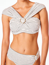 Top Luxo 3 em 1 Bardot Duo Listras