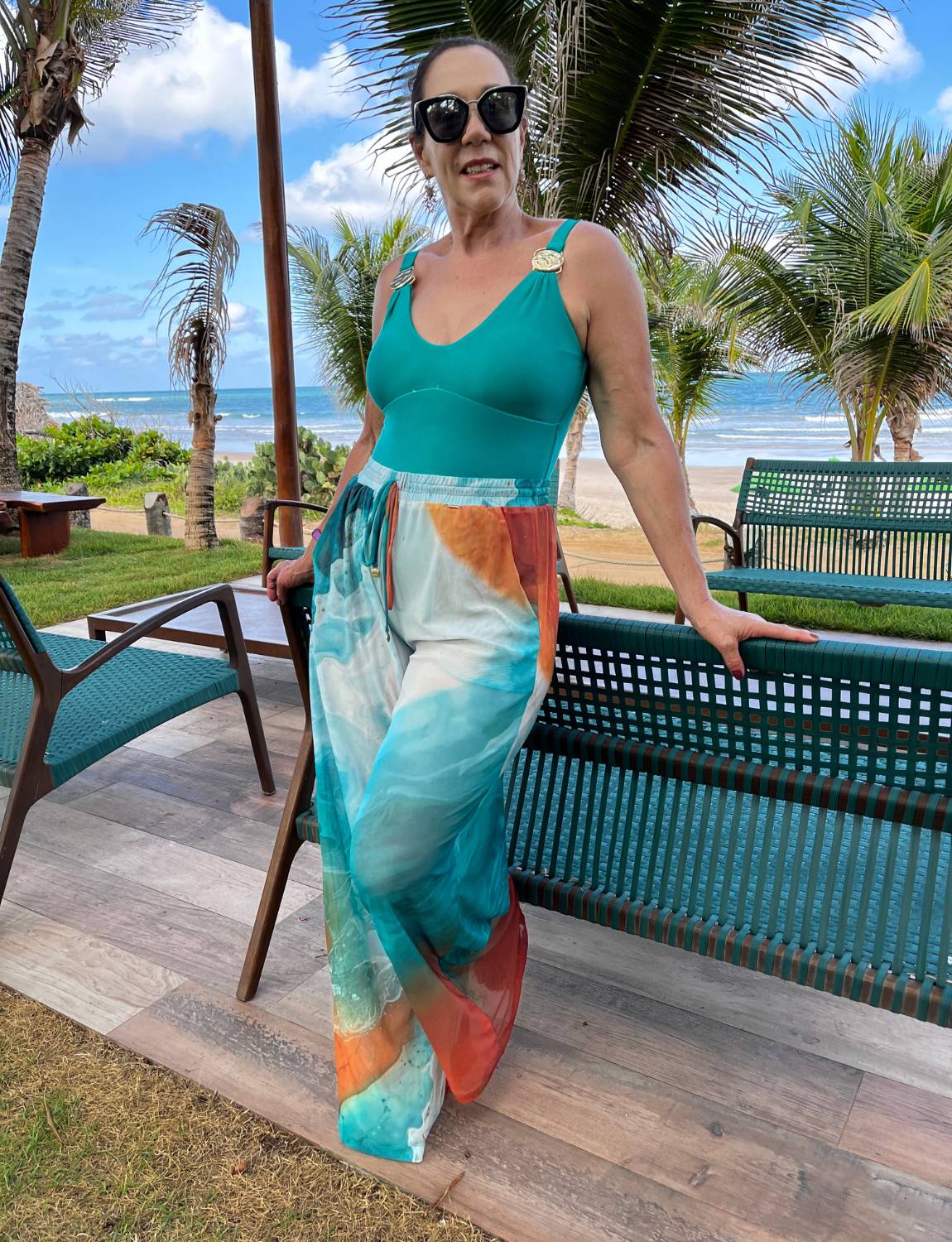 Calça Pantalona Fluída Tule Isla