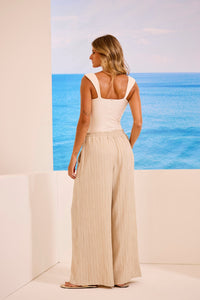 Calça Nervuras Linho Areia