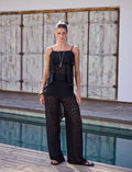 Calça Pantalona Renda Preta
