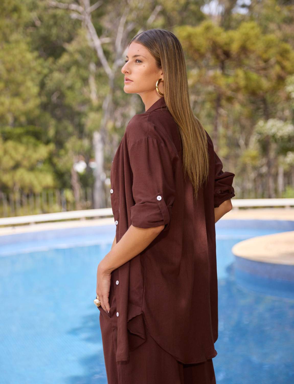 Conjunto Camisa e Calça Linho Alfaiataria Marrom