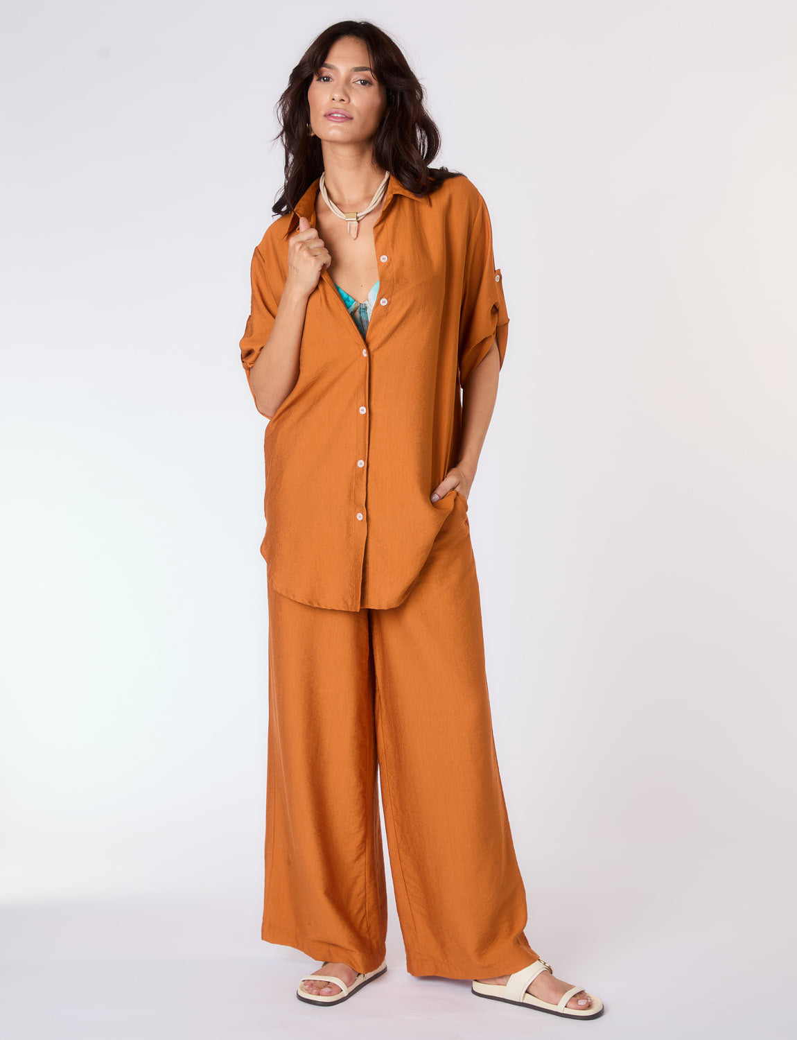 Camisa Botões Conhaque