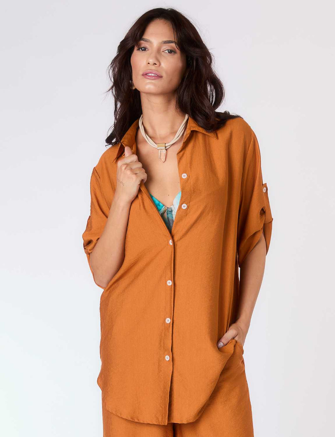 Camisa Botões Conhaque