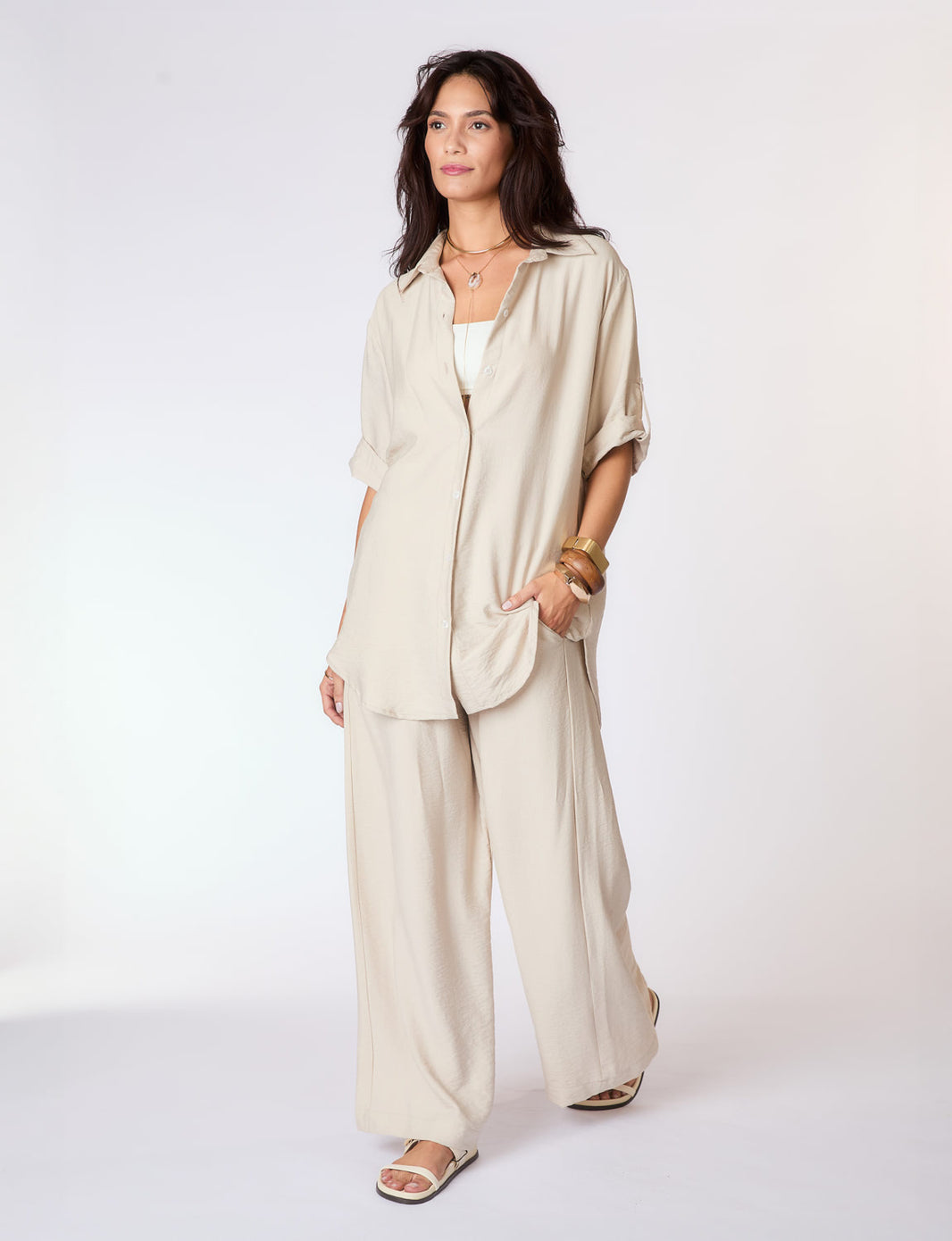 Camisa Botões Areia