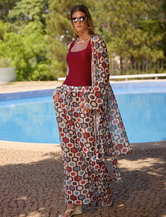 Calça Pantalona Fluída Tule Leblon