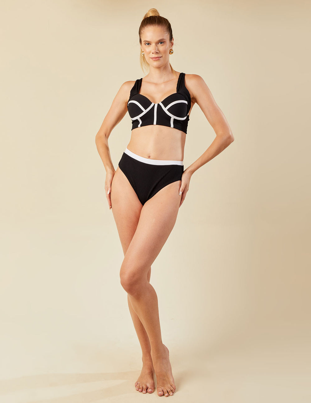 Biquíni Textura Premium Alta Sustentação Midi Preto