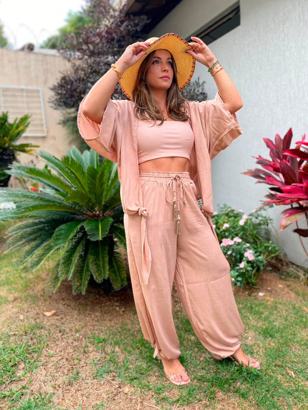 Calça Pantalona Rayon Nude