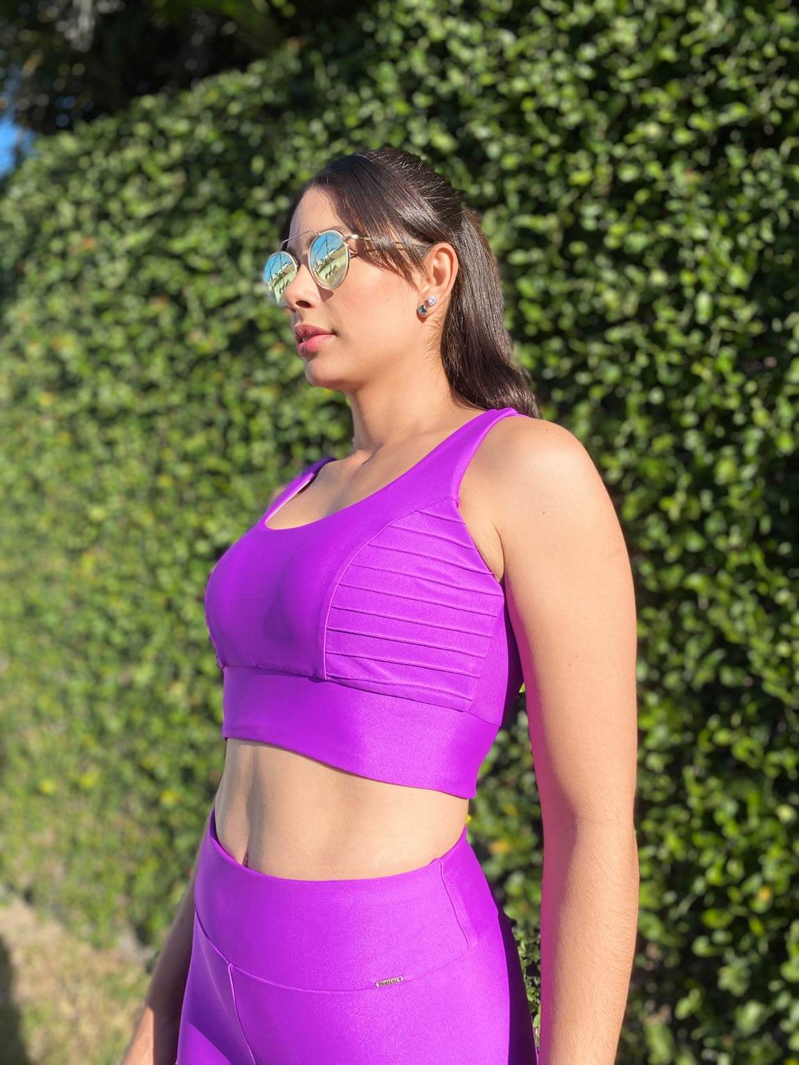Top Cropped Fitness Alta Sustentação Violet