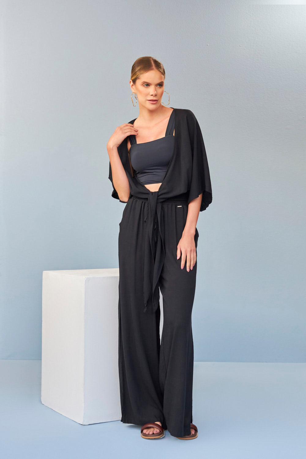 Top Cropped Reto Preto| Proteção uv50+ |