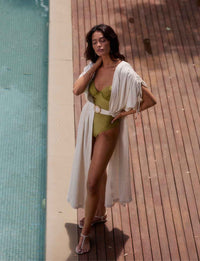 Kaftan Textura Nervuras em Linho Cru