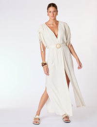 Kaftan Textura Nervuras em Linho Cru
