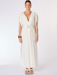 Kaftan Textura Nervuras em Linho Cru