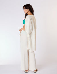 Kimono Estruturado Textura Nervuras em Linho Cru