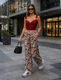 Look Completo Maiô Aro Bossa + Calça Pantalona Fluída Tule Leblon