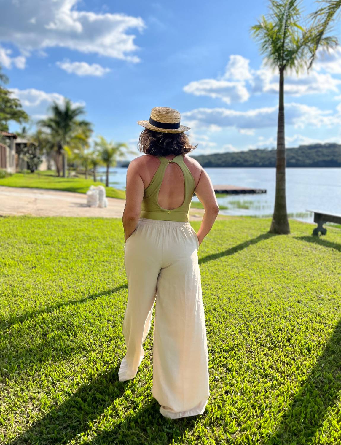 Maiô Halter Modelador Pistache