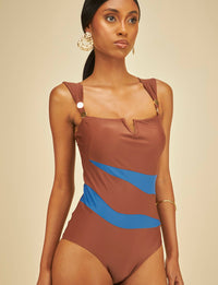 Maiô Recortes Decote Aro V Safira